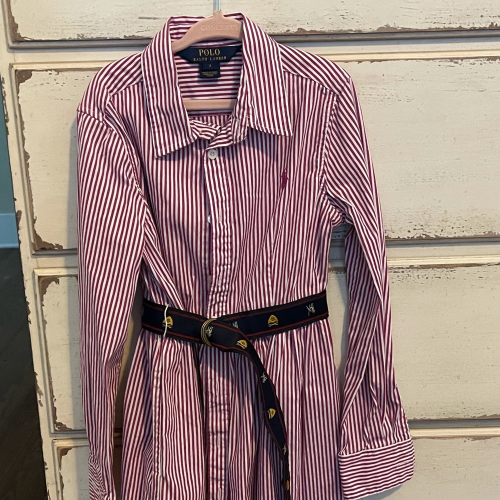 Polo stripe shirt dress size 7